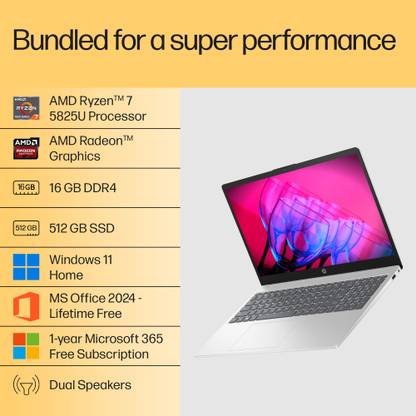 HP AMD Ryzen 7 Octa Core 5825U - (16 GB/512 GB SSD/Windows 11 Home) 15-fc0476AU Thin and Light Laptop