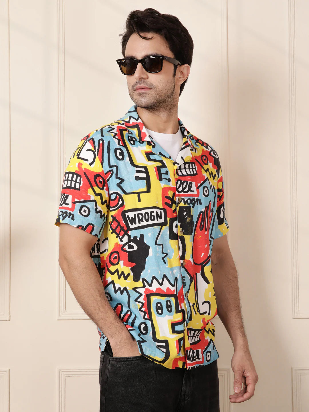 AOP Fluid Viscose Shirt | Yellow