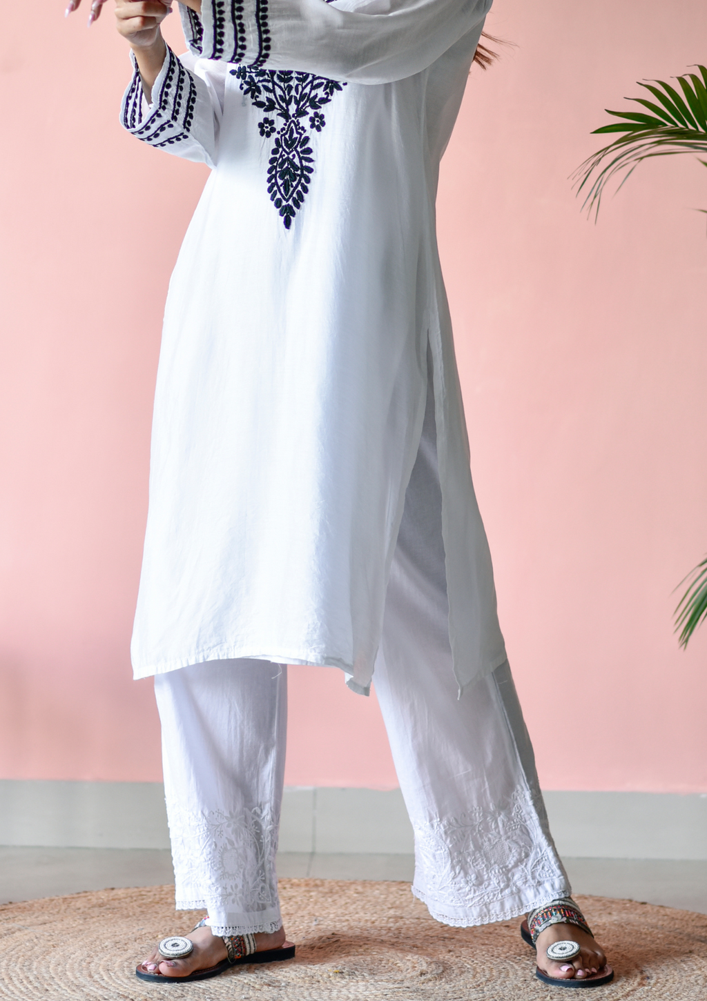 Alizeh Chikankari Cotton Straight Palazzo