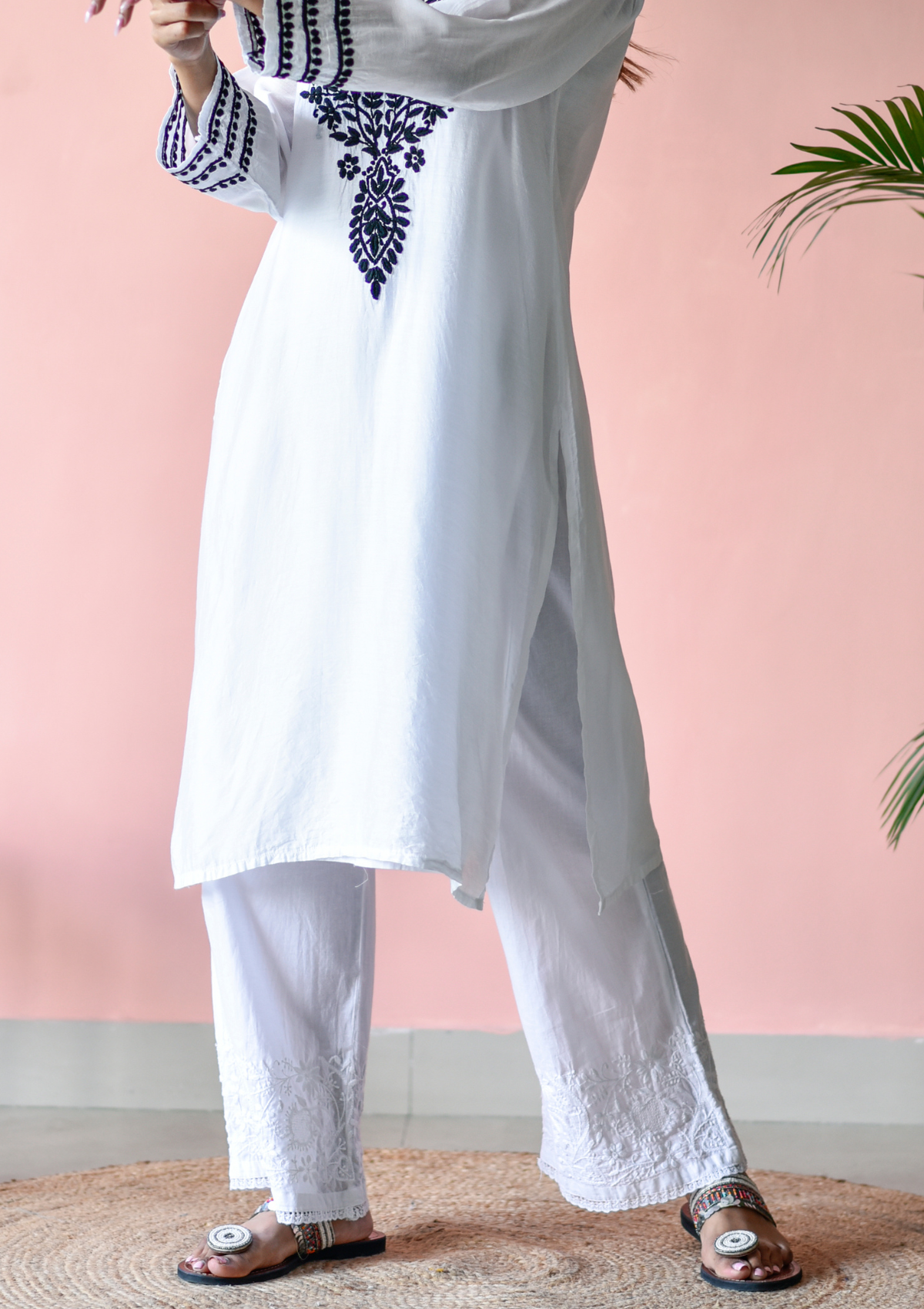 Alizeh Chikankari Cotton Straight Palazzo