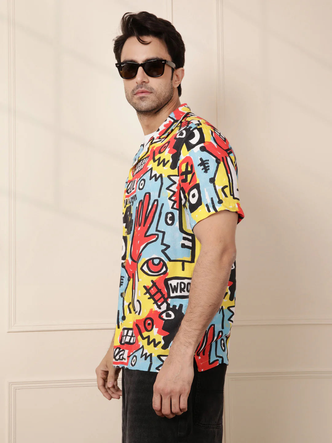 AOP Fluid Viscose Shirt | Yellow