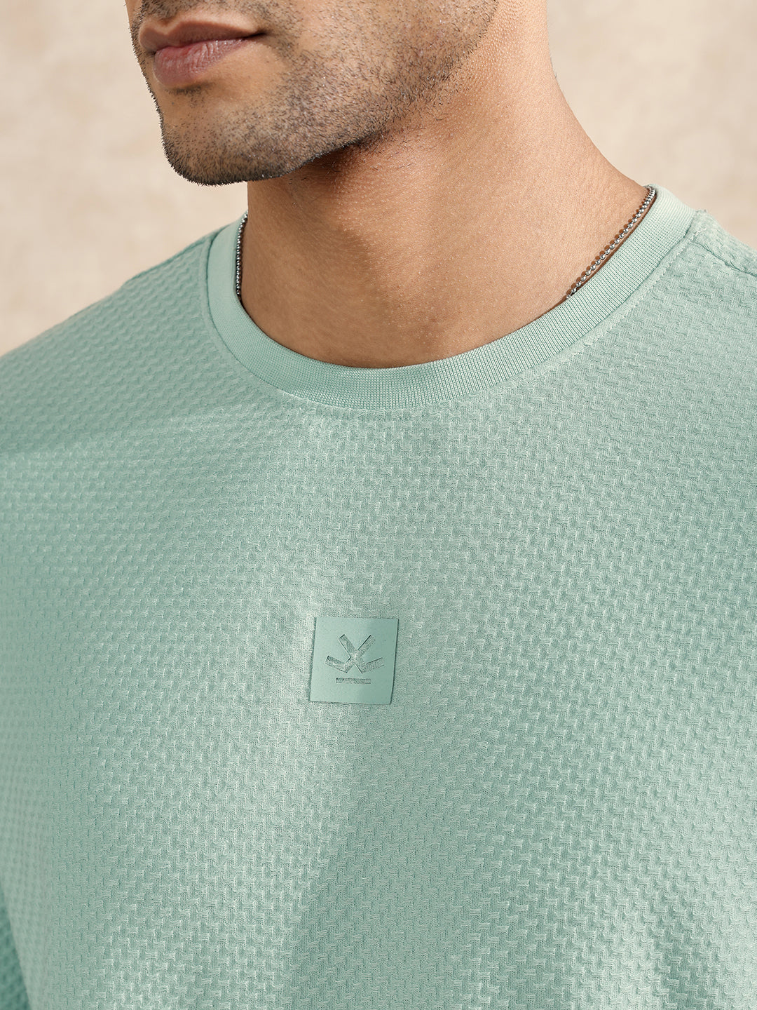 3/4th Sleeve Textured T-Shirt | Green