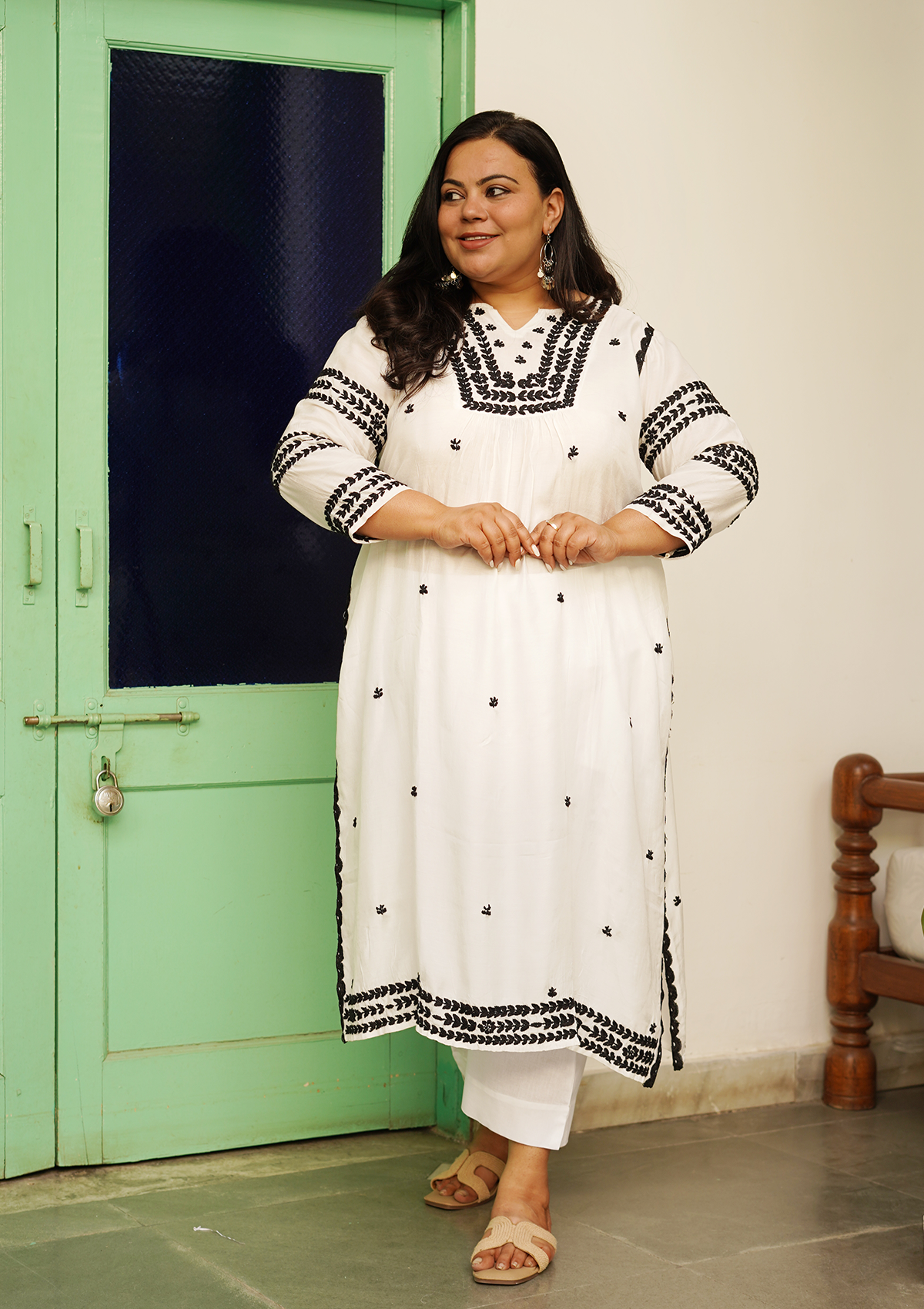 Adila Chikankari Muslin Straight Kurta