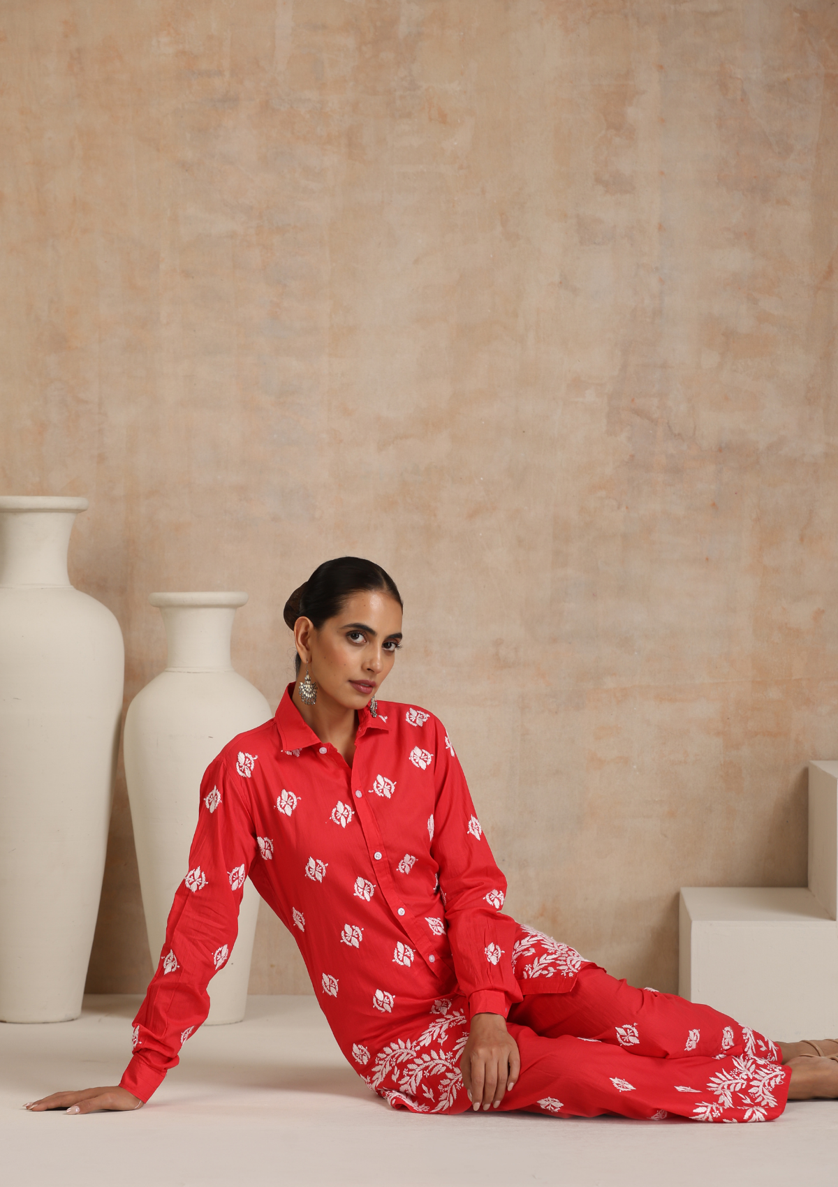 Aiman Chikankari Cotton Shirt Palazzo Set