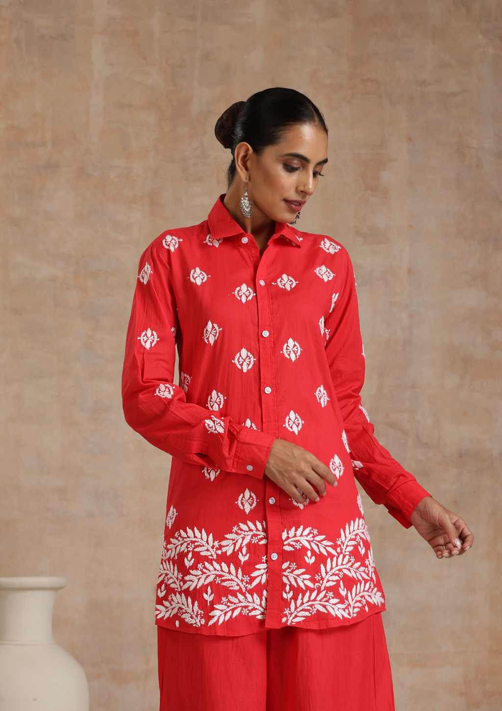 Aiman Chikankari Cotton Shirt Palazzo Set