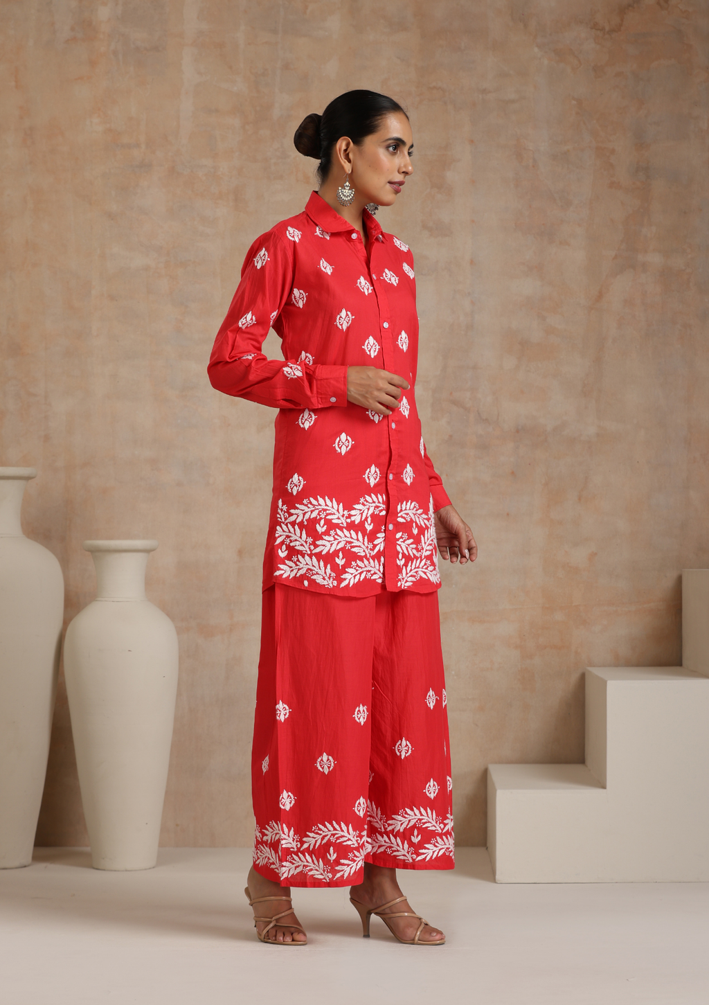Aiman Chikankari Cotton Shirt Palazzo Set
