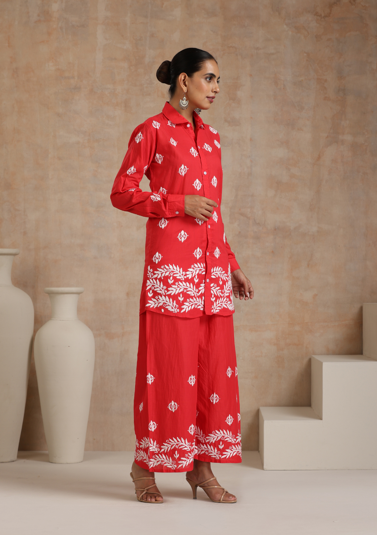 Aiman Chikankari Cotton Shirt Palazzo Set