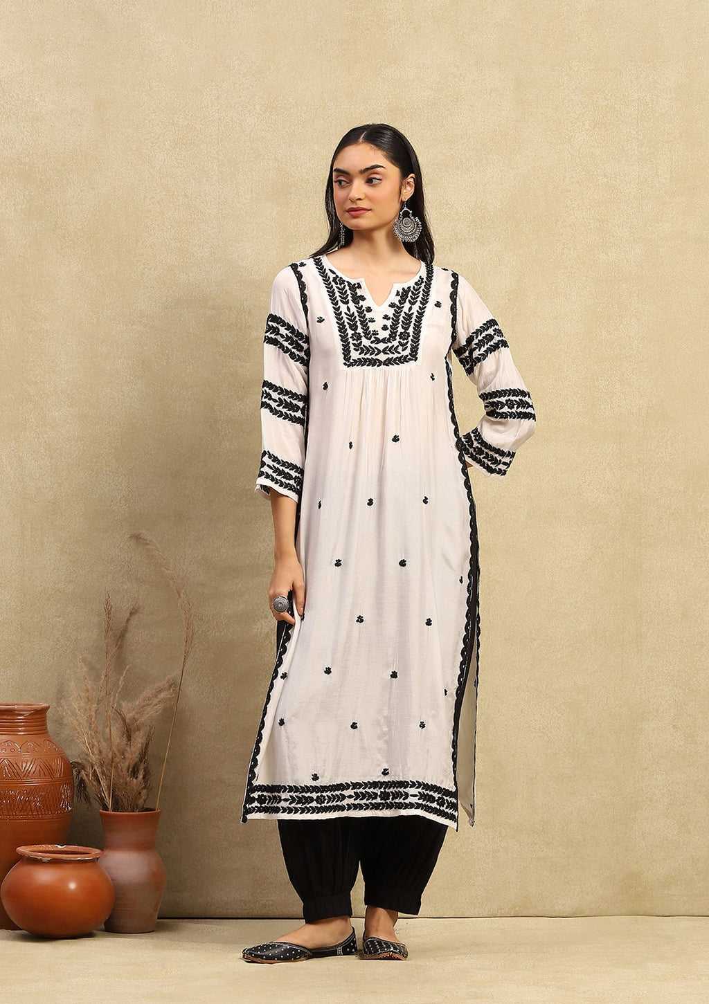 Adila Chikankari Muslin Straight Kurta
