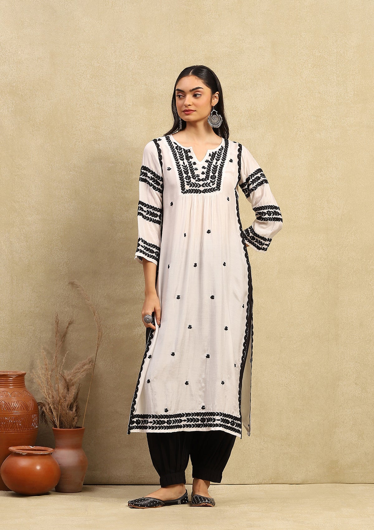 Adila Chikankari Muslin Straight Kurta