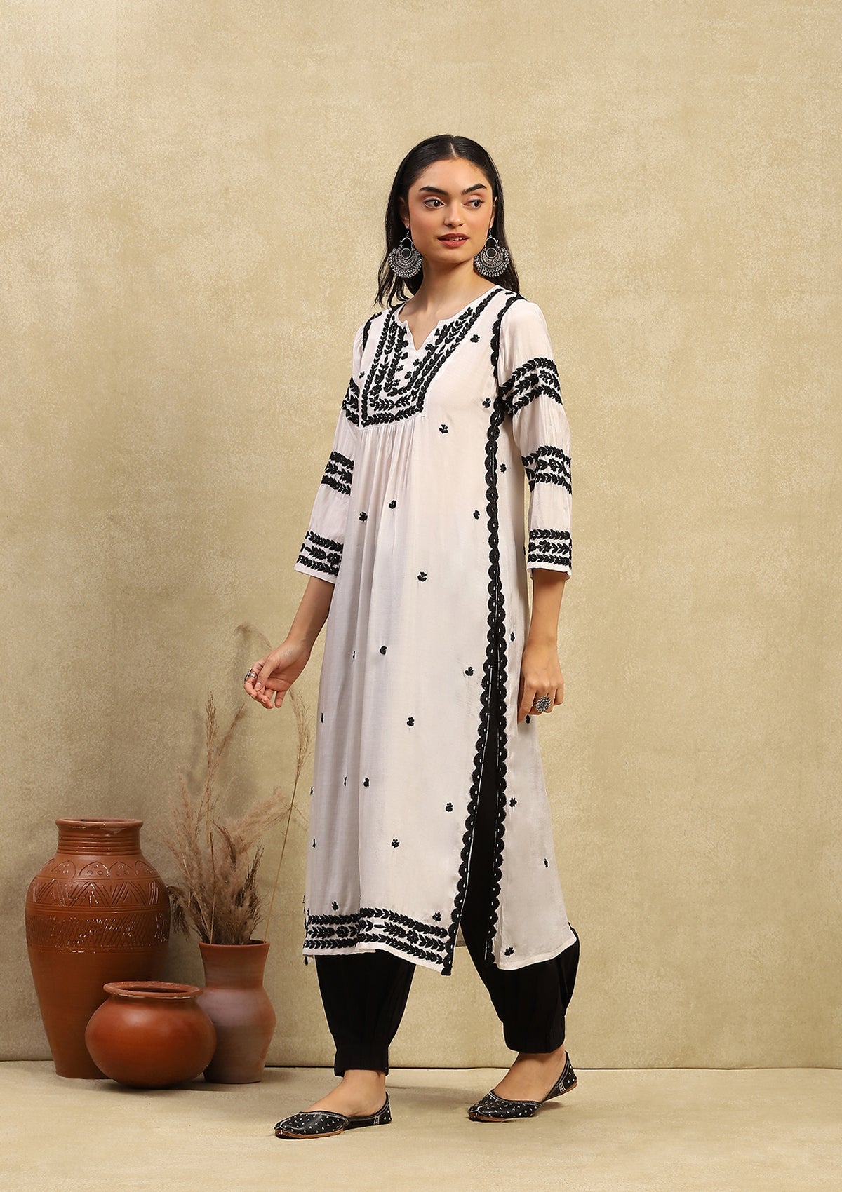 Adila Chikankari Muslin Straight Kurta