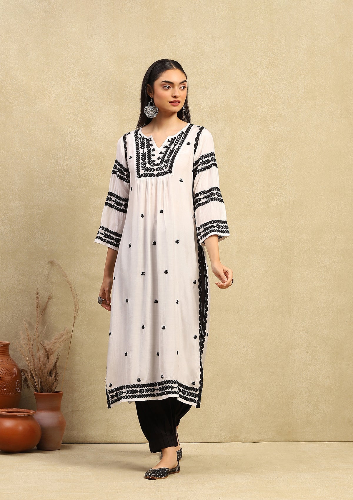 Adila Chikankari Muslin Straight Kurta