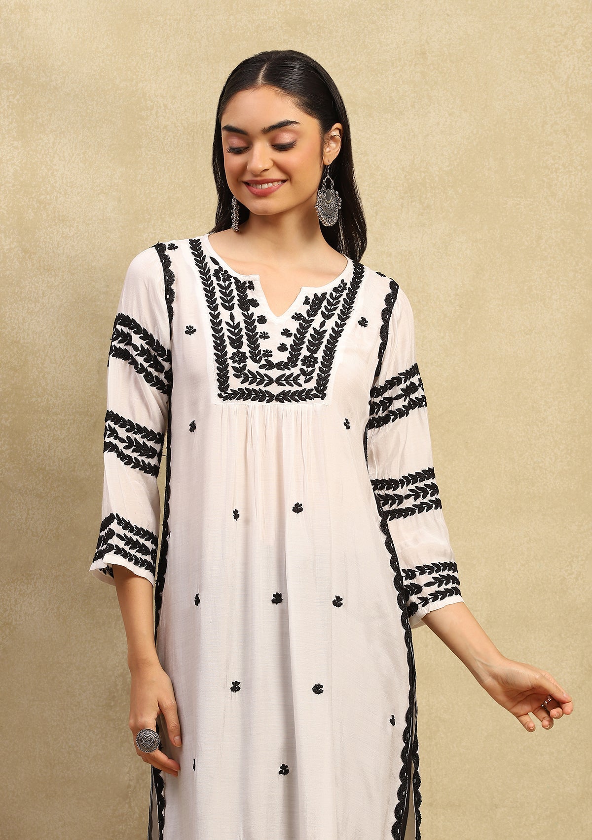 Adila Chikankari Muslin Straight Kurta