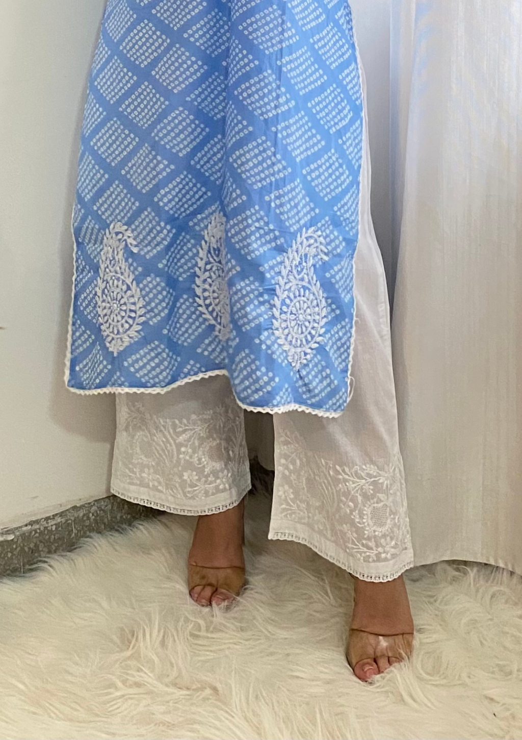 Alizeh Chikankari Cotton Straight Palazzo