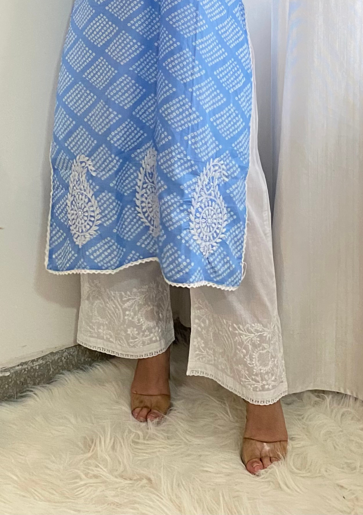Alizeh Chikankari Cotton Straight Palazzo