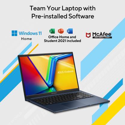 ASUS Vivobook 15, with Backlit Keyboard, Intel Core i5 12th Gen 1235U - (8 GB/512 GB SSD/Windows 11 Home) X1504ZA-NJ520WS Thin and Light Laptop