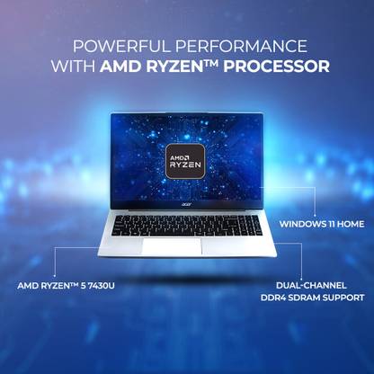 Acer Aspire 15 AMD Ryzen 5 Hexa Core 7430U - (16 GB/512 GB SSD/Windows 11 Home) Aspire AS15-42 Thin and Light Laptop (15.6 Inch, Silver, 1.79 Kg)