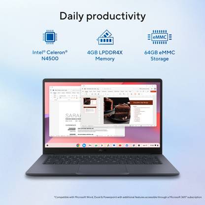 ASUS Chromebook CX14 Intel Celeron Dual Core N4500 - (4 GB/64 GB EMMC Storage/Chrome OS) CX1405CKA-NK0154 Chromebook