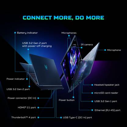 Acer Predator Helios Neo 16S AI Intel Core Ultra 7 - (16 GB/1 TB SSD/Windows 11 Home/8 GB Graphics/NVIDIA GeForce RTX 5050) PHN16S-71 Gaming Laptop (16 Inch, Abyssal Black, 2.3 Kg)