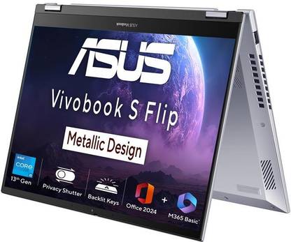 ASUS Vivobook S14 Flip (2025) with Office 2024 + M365 Basic*, A-Part Metal Body, Intel Core i5 13th Gen 13420H - (16 GB/512 GB SSD/Windows 11 Home) TP3402VAO-LZ612WS 2 in 1 Laptop (14 inch, Cool Silver, 1.50 Kg, With MS Office)